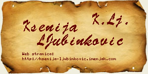 Ksenija LJubinković vizit kartica